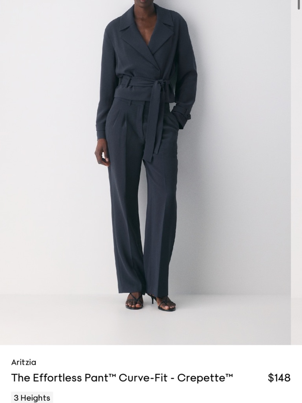 Aritzia Dark Navy Wide-Leg High-Waist Trousers